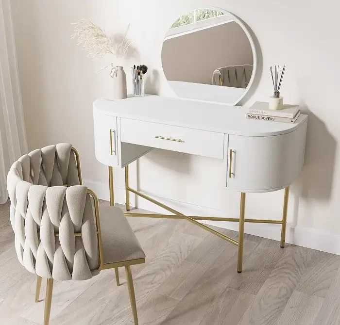 white or beige dressing room