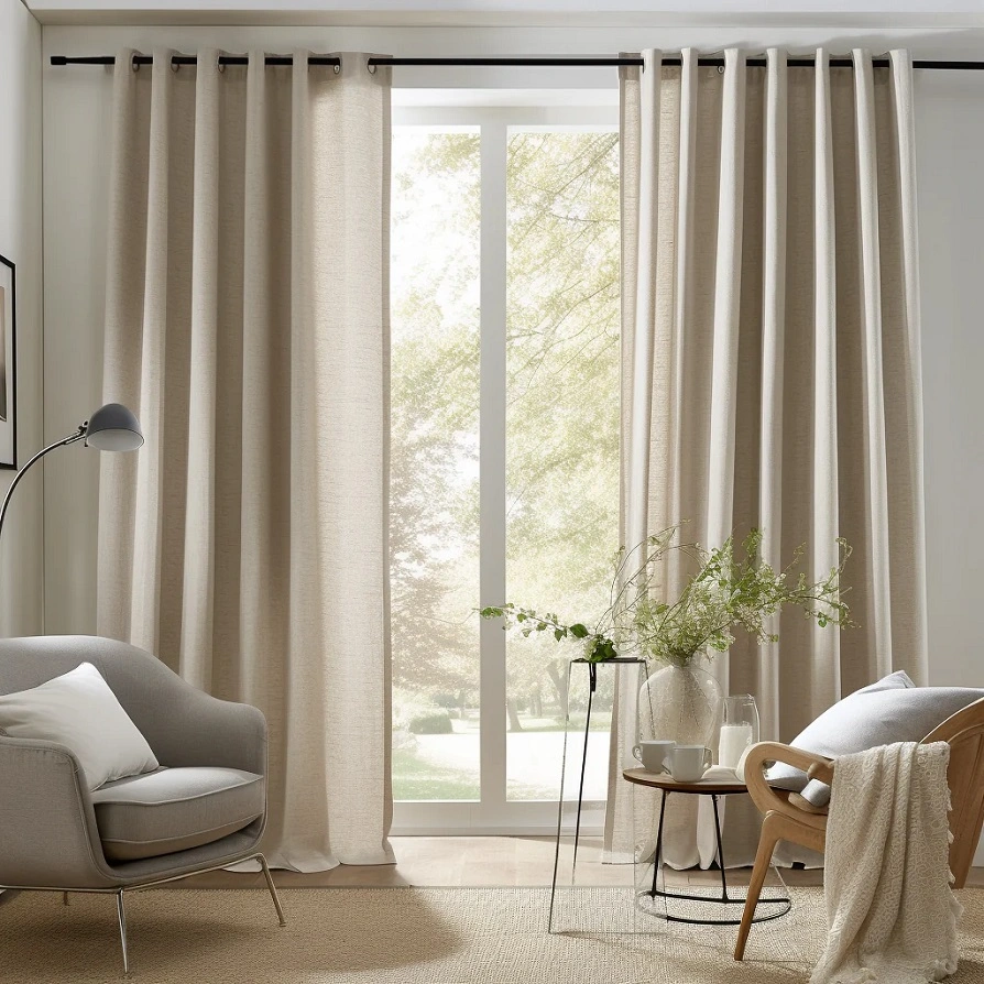 beige curtains